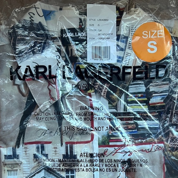 Karl Lagerfeld Paris Eiffel Tower Button Down Blouse NWT S - Picture 5 of 7